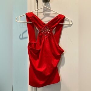Red Sleeveless Cross-Back Top